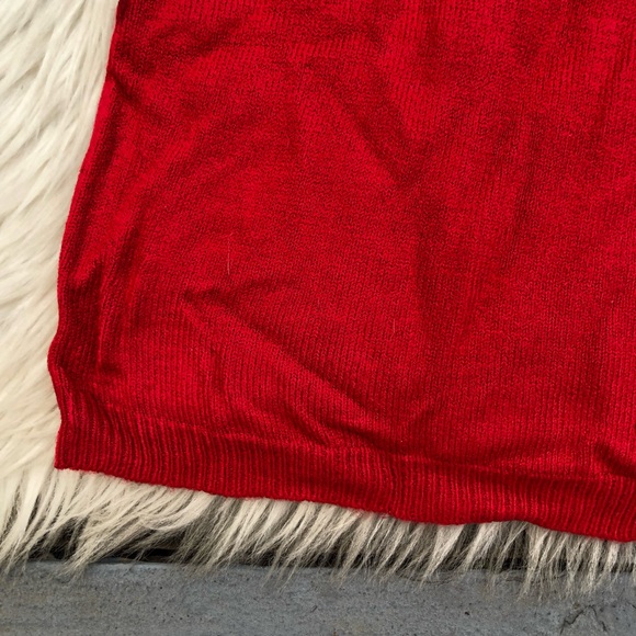 R.Q.T Embroidered Beaded Bright Red Buttoned Knit Cardigan Sweater size L - Picture 8 of 10